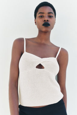 PLAIN LINEN BLEND KNIT TOP WITH KNOT DETAIL - Zara фото 17