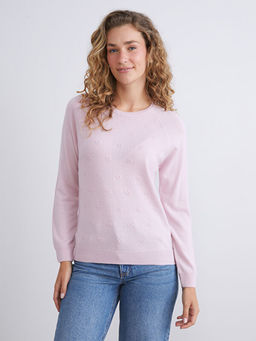 Bisiklet Yaka ?i?ekli Kad?n Triko Kazak