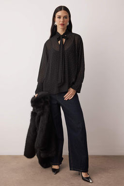 Siyah Tas Bask?l? Baglamal? Astars?z S?k Party Y?lbas? Bluz TPRAW26BZ00053 - Trendyolmilla фото 2