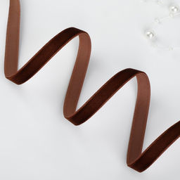 Лента бархатная, 10 мм, 18±1 м, коричневая №119