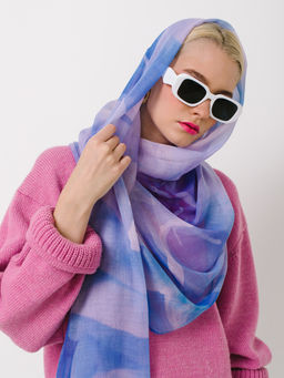 Большой, мягкий, тонкий и очень нежный двусторонний палантин с рисунком в стиле арт-деко