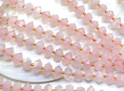 Бусины из розового кварца многогранник 7*10мм, 38см, 43 бусин Радуга камня