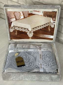 Скатерть EFOR ZEVAHIR 160*220 в сундучке прямоугольная серый GRI