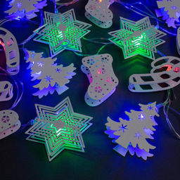 Гирлянда Нить 4 м с насадками Новогодняя сказка, IP20, прозрачная нить, 20 LED, свечение мульти, 8 режимов, 220 В