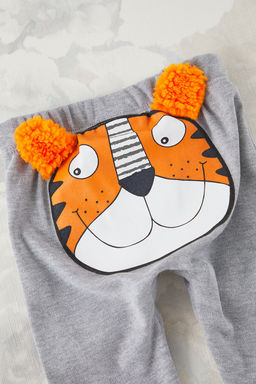 Gri Melanj Erkek Cocuk Pamuklu Aslan Bask?l? Orme Tayt/Esofman Alt? TKDSS25TA00017 - Trendyolmilla фото 4