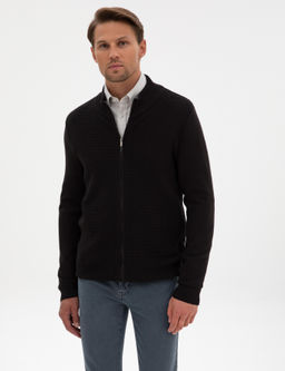 Siyah Slim Fit Fermuarl_ Triko H_rka