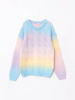 Bisiklet Yaka Uzun Kollu K?z ?ocuk Triko Kazak