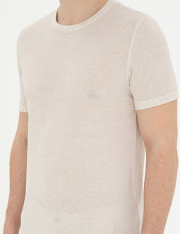 Bej Slim Fit Basic Ti__rt