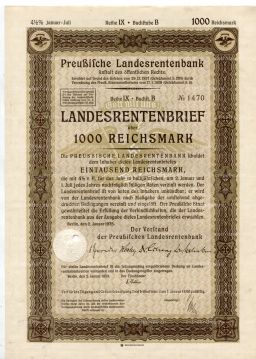 Облигация 4,5% 1000 рейхсмарок 1935 года Германия