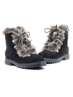 04-AH25-2 BLACK Ботинки зимние женские (натуральная замша, натуральный мех) - Фабричный китай фото 14