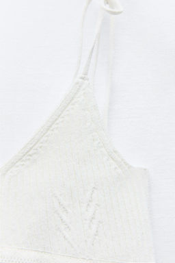 CONTRAST KNIT TOP WITH CUTWORK EMBROIDERY - Zara фото 8