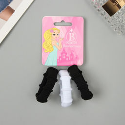 Цена за 5 шт. Резинки для волос «Махрушка спорт», набор 3 шт., классика кольца. 3.5 см, чёрно-белые