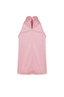 Pembe Regular/Normal Kal?p Dik Yaka Fit Pilise Esnek Orme Bluz TWOSS23BZ00952