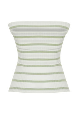 Yesil Cizgili Straplez Fitilli Esnek Orme Bluz TWOSS24BZ00475 - Trendyolmilla фото 8