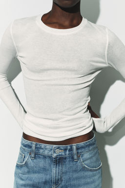 COTTON LONG SLEEVE T-SHIRT - Zara фото 11