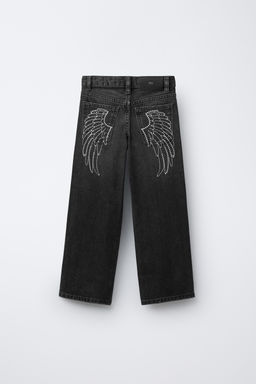 SPARKLY WING WIDE-LEG JEANS - Zara фото 2