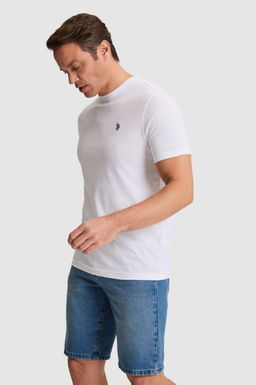 Erkek Beyaz Regular Fit Bisiklet YakaTi__rt
