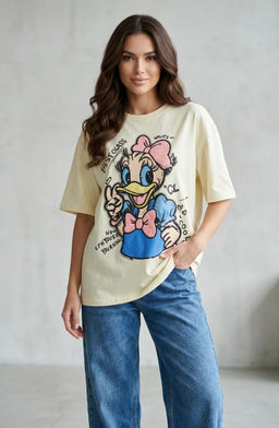 K13601 Футболка OVER SIZE (хлопок) ЖЕЛТЫЙ