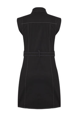 TRENDYOLMILLA Siyah Kemerli Duz Dugmeli Mini Dokuma Elbise TWOSS25EL00562  фото 6