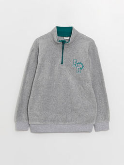 Dik Yaka Nak??l? Uzun Kollu Polar Erkek ?ocuk Sweatshirt