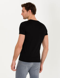 Черная облегающая базовая футболка - Cacharel фото 5