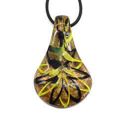 Кулон из муранского стекла Лист 33*55мм цв.лаймовый