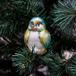 Елочная игрушка фигурка стеклянная Певчая птичка-2 4,5х5х7,5см, ручная художественная роспись, подарочная упаковка (Россия) - Домашняя мода фото 5