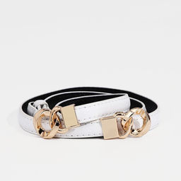 Ремень женский, ширина 1 см, пряжка металл, цвет белый