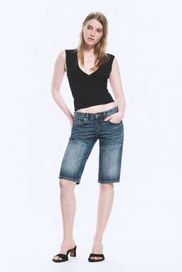 Shorts de denim de tiro bajo Planet Slim