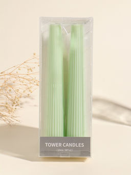 Набор свечей, 3.5х23 см, 2 шт "Башня" светло-зелёный 4х9,5х25 см