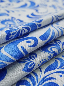 Рогожка Гжельский узор цв.серый меланж, ш.1.5м, хлопок-100%, 170гр/м.кв - Купава фото 6