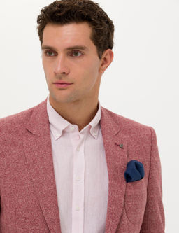 Bordo Slim Fit Y_n Keten Kar___ml_ Ceket