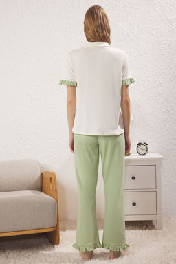 Trendyolmilla Mint %100 Pamuklu F?rf?r Detayl? Orme Pijama Tak?m? THMSS24PT00223 фото 36