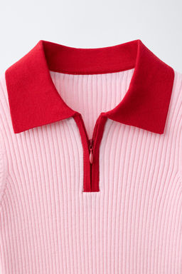 POLO RIB CREMALLERA CONTRASTE / Rojo - Zara фото 3