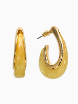 Серьги акрил «Петля», жёлтые в золоте