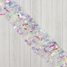 Цена за 10 шт. Мишура новогодняя «Зимнее волшебство. Праздничный отблеск», d=9 см, 200 см, перламутровый прозрачный