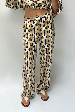GEOMETRIC PRINT STRAIGHT-LEG TROUSERS - Zara фото 3
