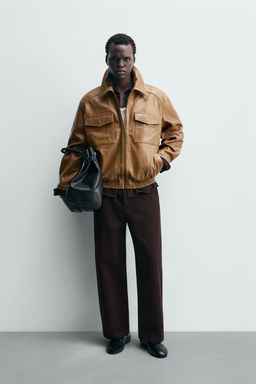 LEATHER JACKET WITH POCKETS - Zara фото 9
