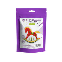 Кристальная (алмазная) мозаика ФРЕЯ ALVM-120 магнит Красная лошадка 9.5 х 8.5 см