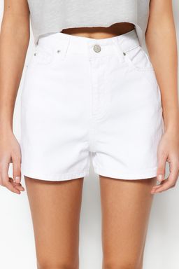 TRENDYOLMILLA Beyaz Yuksek Bel Denim Sort TWOSS23SR00155  фото 4