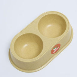 Миска бамбуковая двойная, 23,5 х 13 х 5 см, желтая - Пижон фото 5