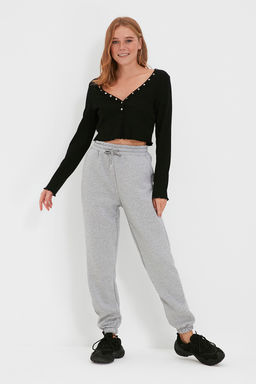 Gri Melanj Kal?n Ici Polarl? Basic Orme Esofman Alt? Pantolon TWOAW22EA0468