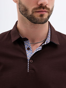 Джемпер мужской с воротником поло короткий рукав GREG G144-KO1246T-SAS5104 (коричневый)