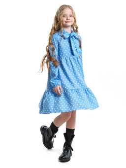 Платье подростковое в горох UD 7014 св.голубой горох - Mini maxi фото 12