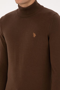 Erkek Slim Fit Bo_azl_ Kahverengi Basic Kazak - U.s. polo assn фото 7