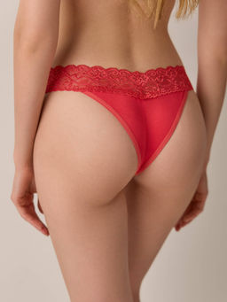 CONTE LACE WAIST LBR 2481 Трусы бразилиана из хлопка с кружевом red - Conte elegant фото 3
