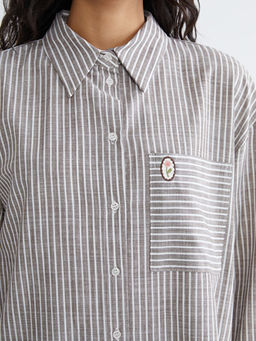 ?izgili Oversize Poplin Kad?n G?mlek Tunik