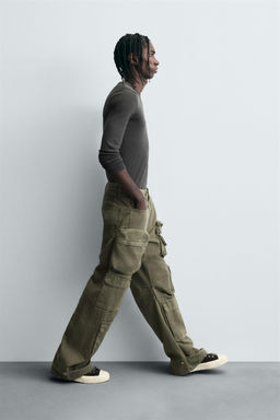DENIM CARGO TROUSERS WITH POCKETS - Zara фото 6