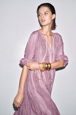 ZW COLLECTION LINEN TIE-DYE TUNIC DRESS - Zara фото 2