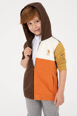 Erkek _ocuk Kahverengi Fermuarl_ Kap__onlu Sweatshirt - U.s. polo assn фото 4